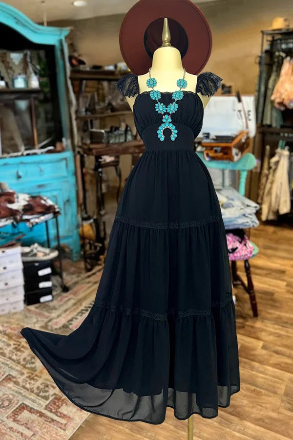 Elegant Lace Ruffle Sleeve Dress