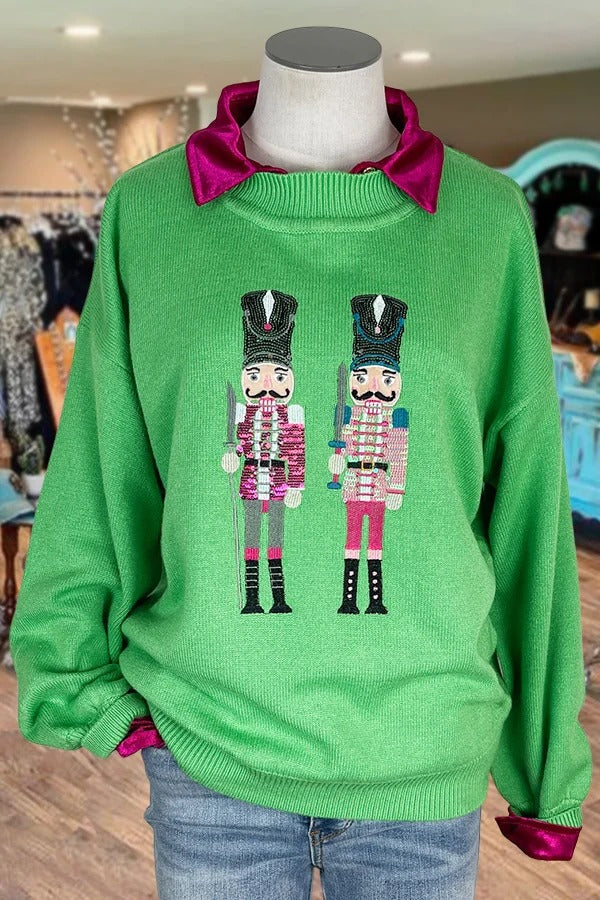 Sequin Nutcracker Christmas Sweater