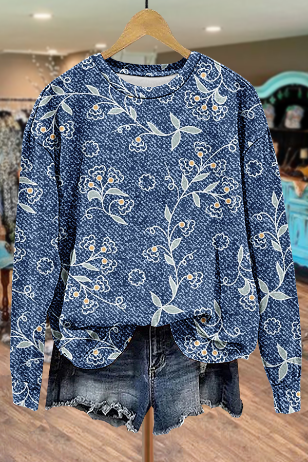 Casual Floral Print Sweatshirt