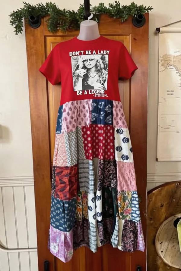Stevie Nicks Legend Quote Patchwork Dress
