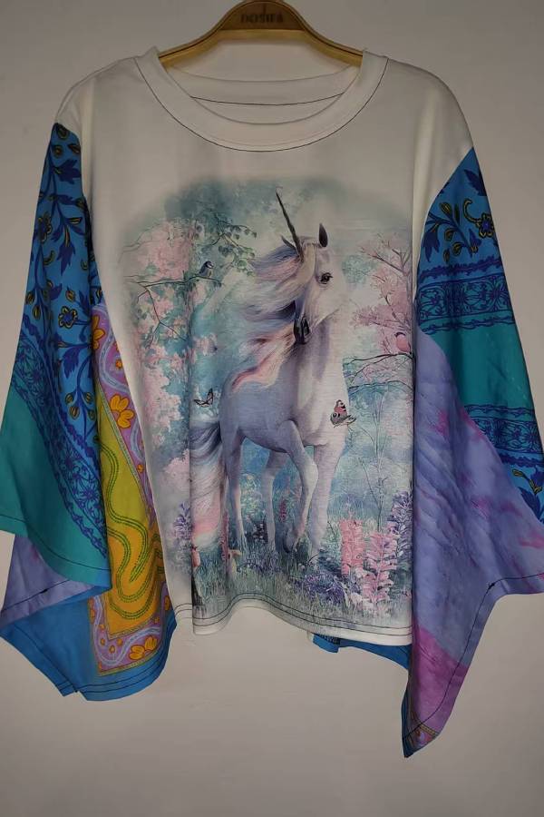 Unicorn Patchwork Sleeve Top