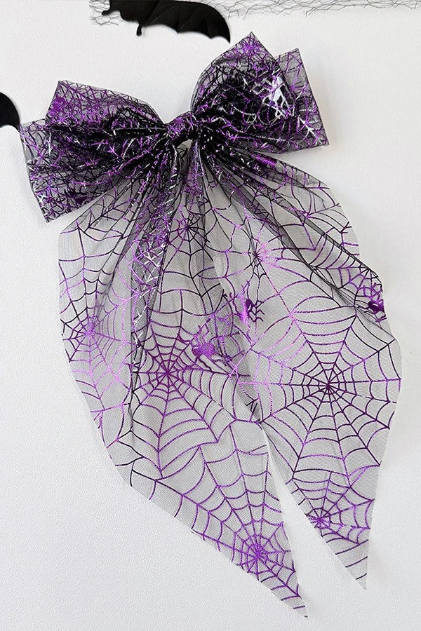 Large Halloween Mesh Bow Hair Clip