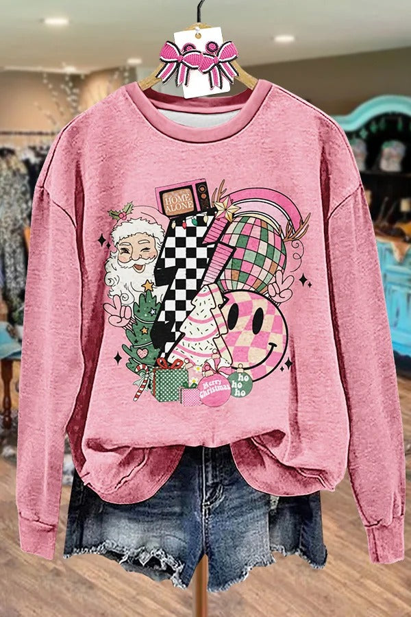 Christmas Santa Print Long Sleeve Sweatshirt