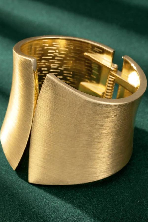 Vintage Symmetrical Open Brushed Wide Bracelet