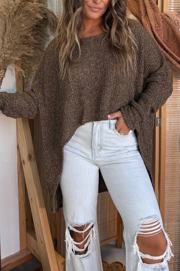 Maple Street Hi Lo Sweater Mocha