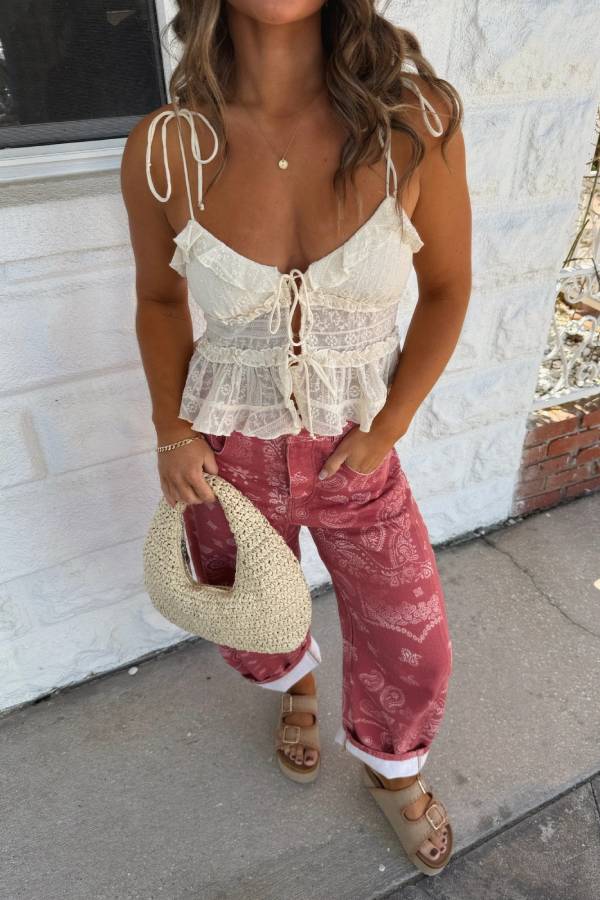 Rosebud Barrel Jeans Paisley Dusty Rose