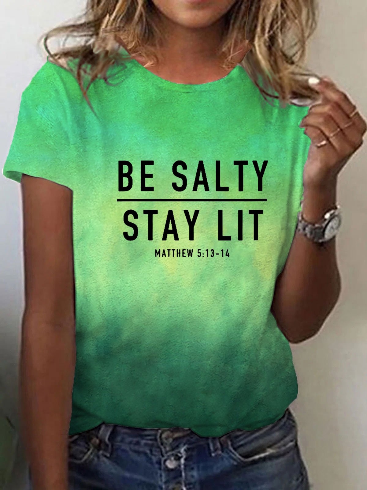 Women's Be Salty And Stay Lit Printed T-Shirt