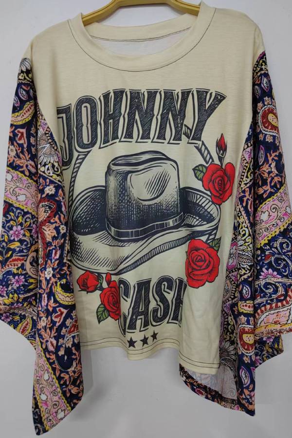 Johnny Cash Paisley Sleeve Tee