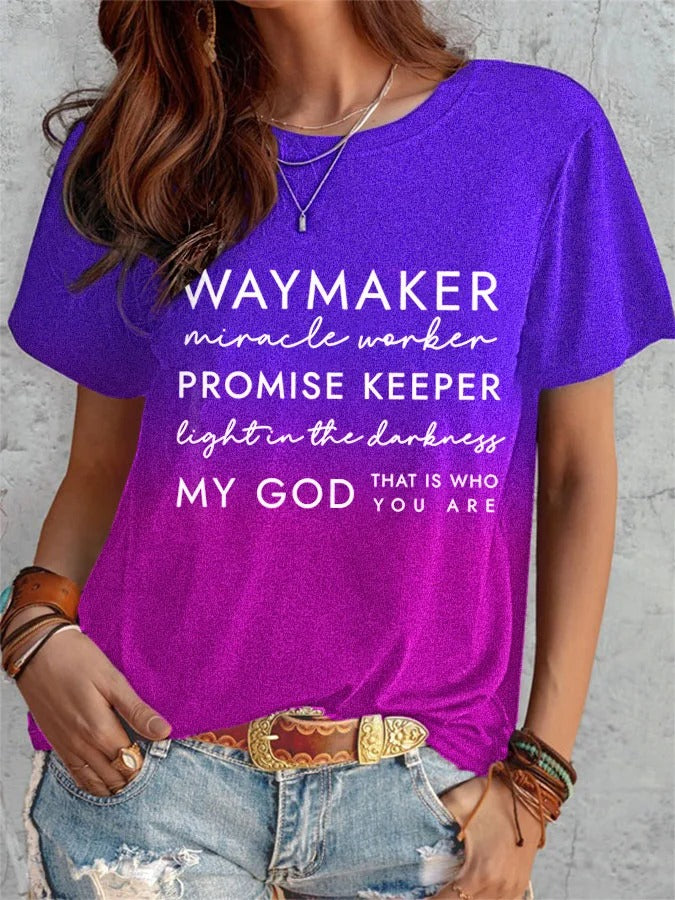 Women's Waymaker My God Print Tee Shirt