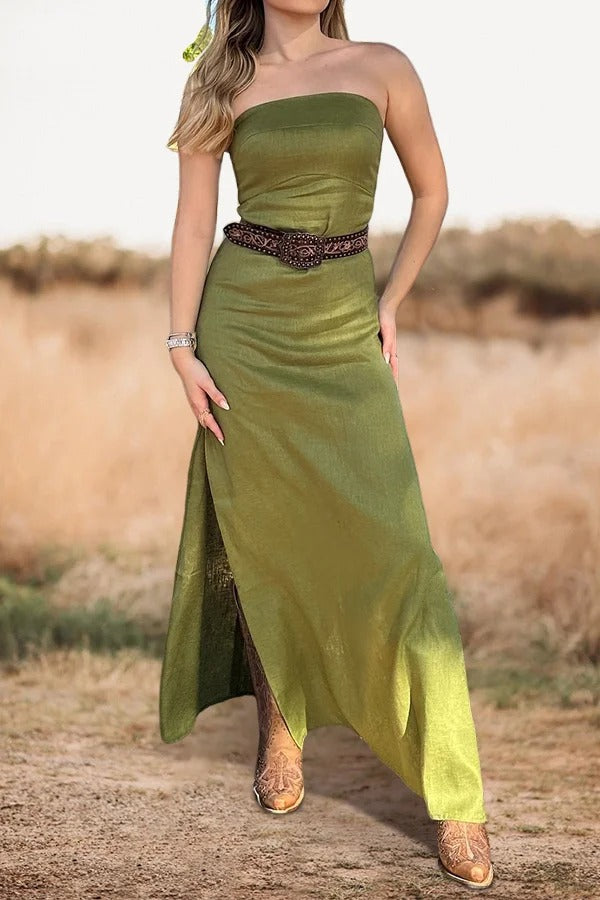 Strapless Slit Maxi Dress