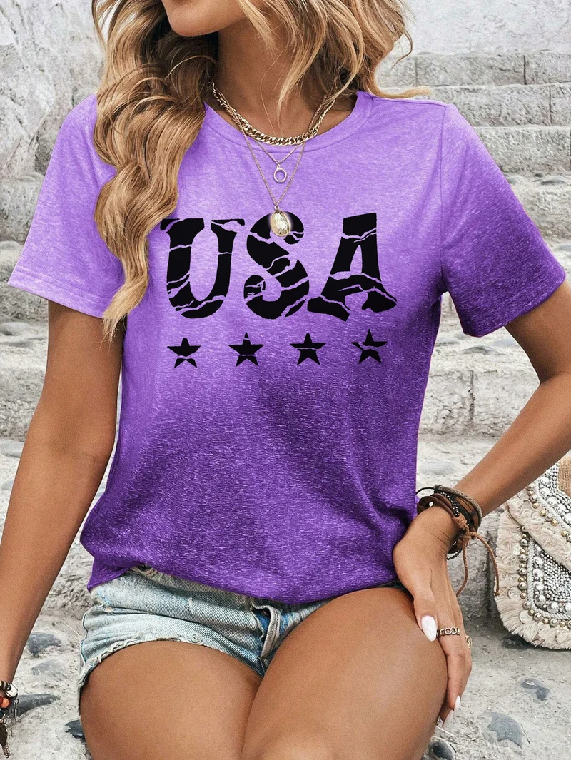 Women's USA Tie Dye Printed T-Shirt