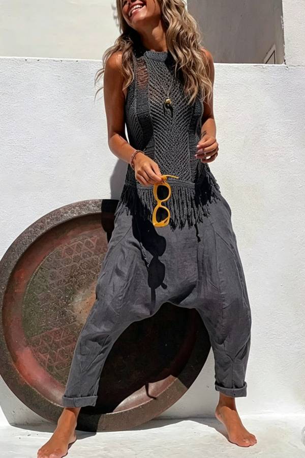 THAR DESERT SLEEVELESS TASSEL KNIT TOP