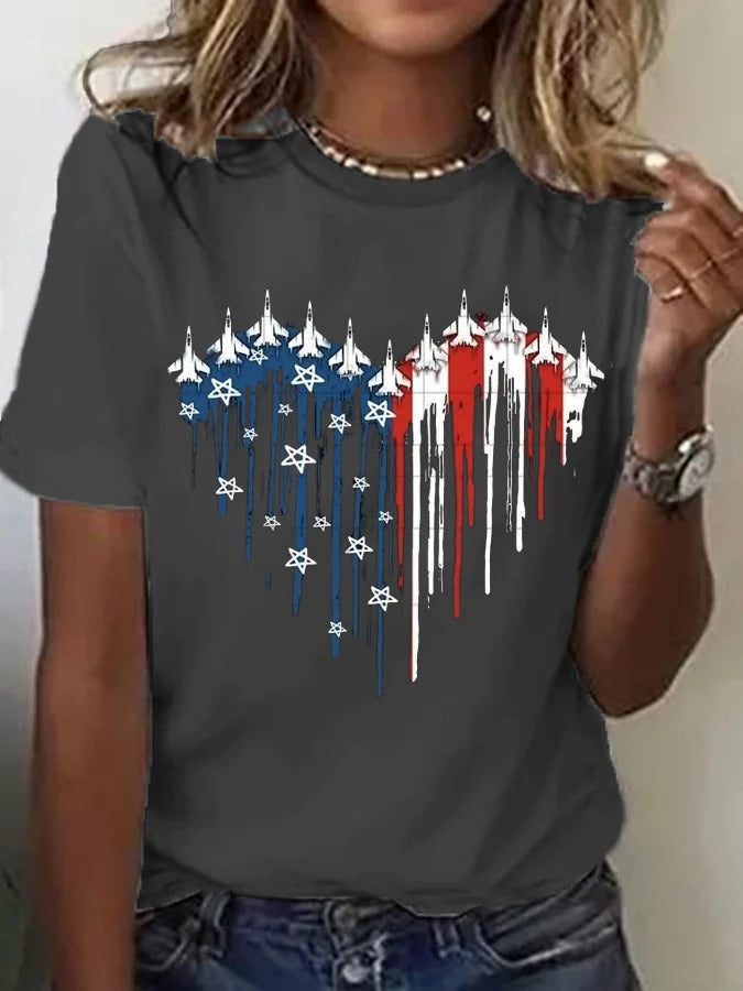 Women's Flag Independence Day Printed Casual T-Shirt