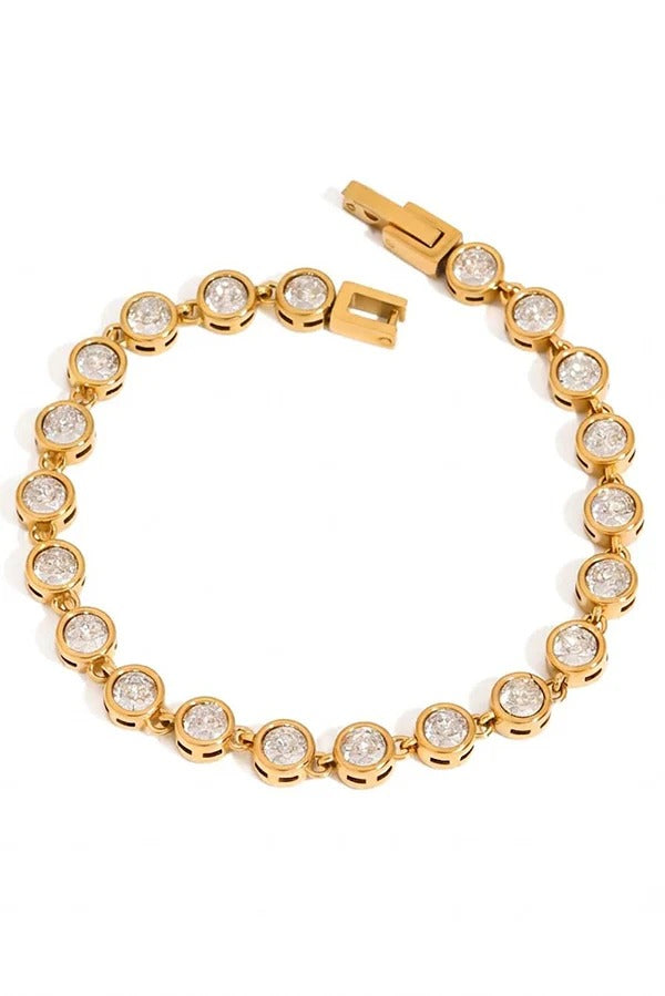 Stylish Stainless Steel and Zircon Bracelet