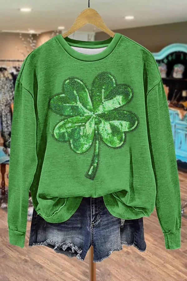 Shamrock Print St.Patrick's Day Sweatshirt