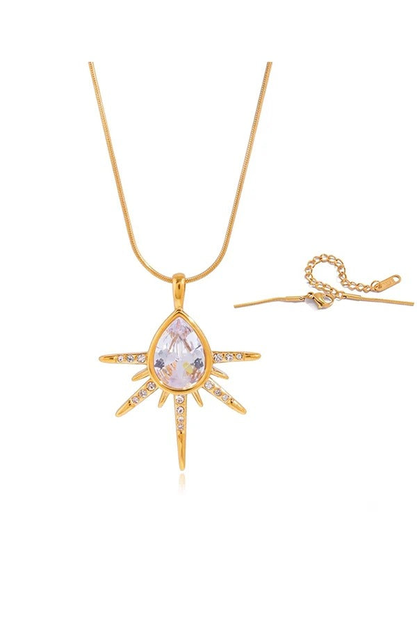 Stylish Affordable-Luxury Stainless Steel and Zircon Stud Earrings and Necklace