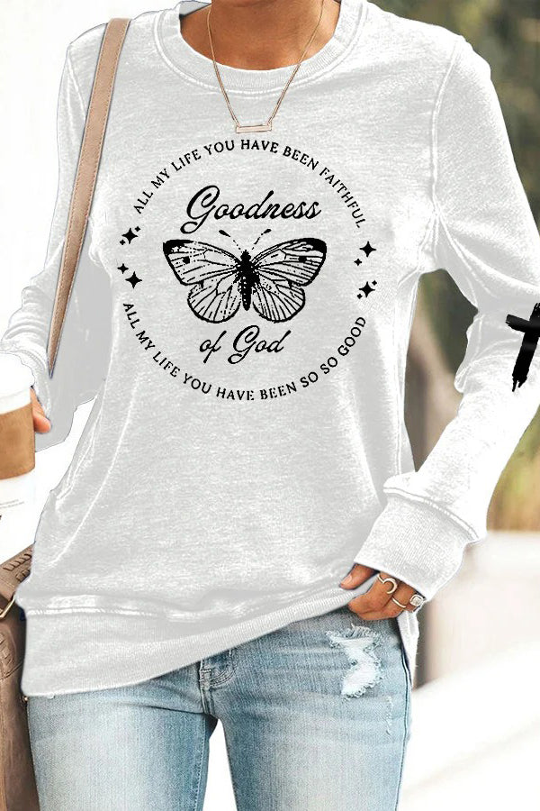 Women's Goodness Of God Butterfly Casual Sweatshirt