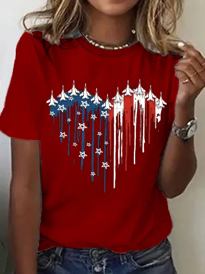 Women's Flag Independence Day Printed Casual T-Shirt