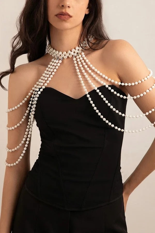 Pearl, Shell, and Conch Tassel Body Chain