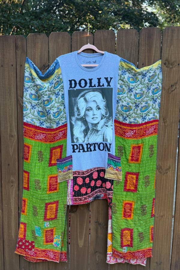 Dolly Parton Kantha Patchwork Kimono Sleeve Top