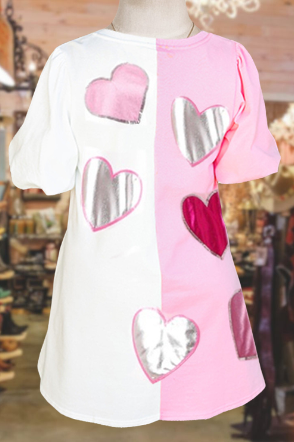 Valentine's Day Heart Color Block Dress