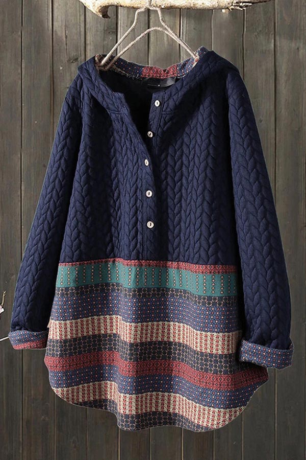 striped print long-sleeve pullover