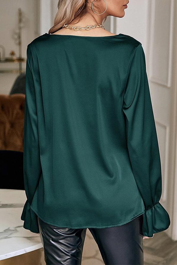 Satin Pullover Pile Collar Straight Blouse