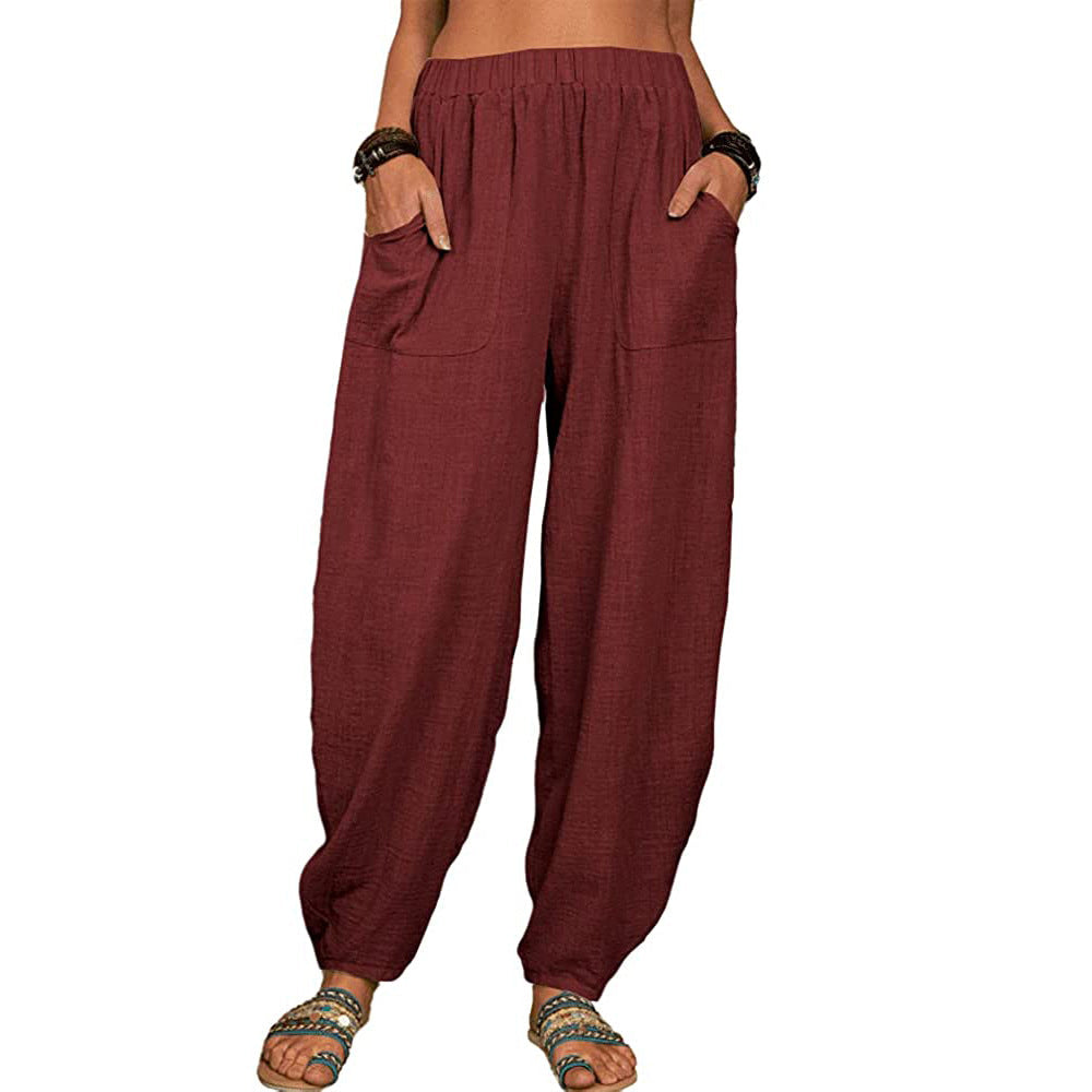 Women's Pure Color Casual Cotton Pants