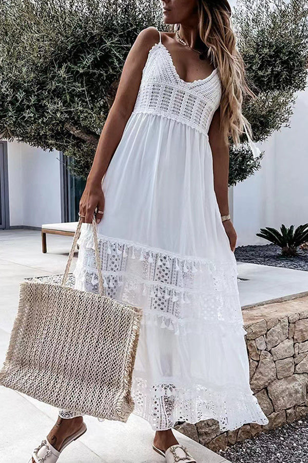 Casual Lace Stitched Sleeveless Dress