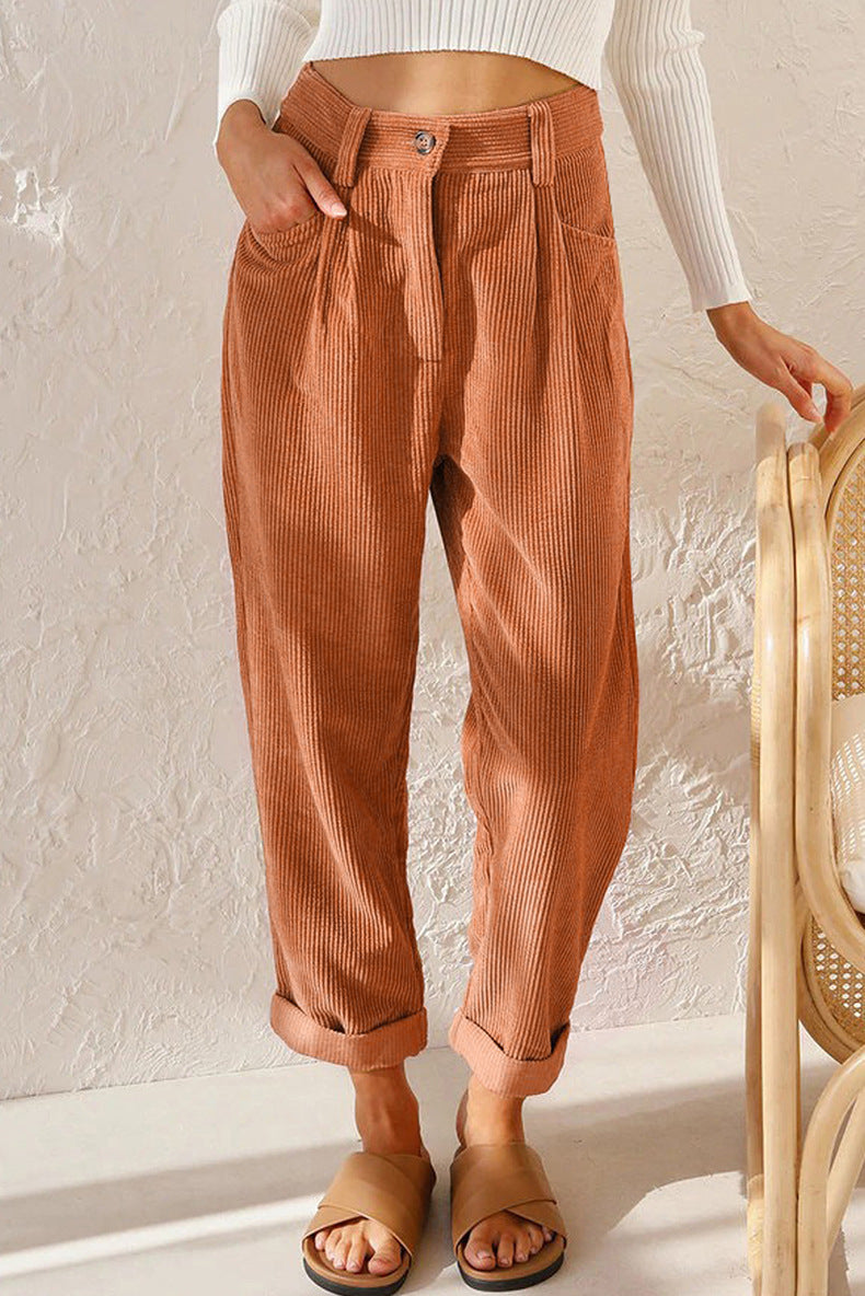 women's corduroy loose straight trousers