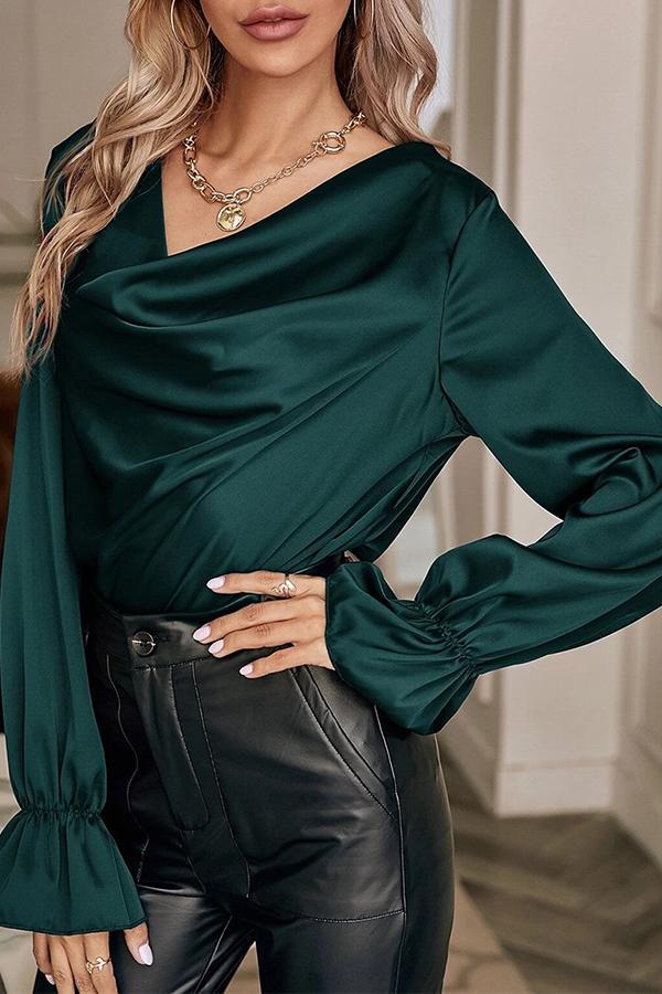 Satin Pullover Pile Collar Straight Blouse