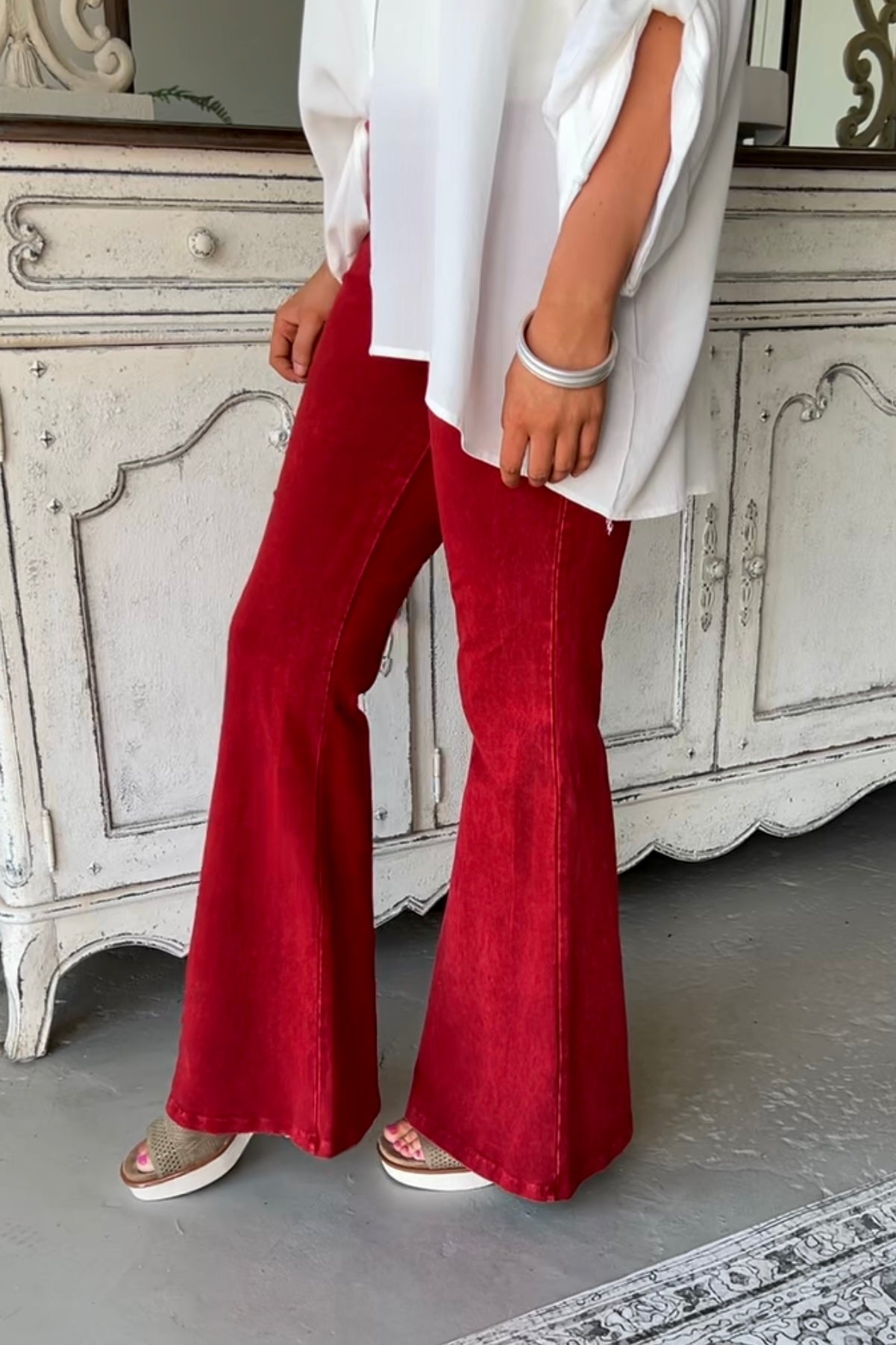 Solid Color Flared Pants