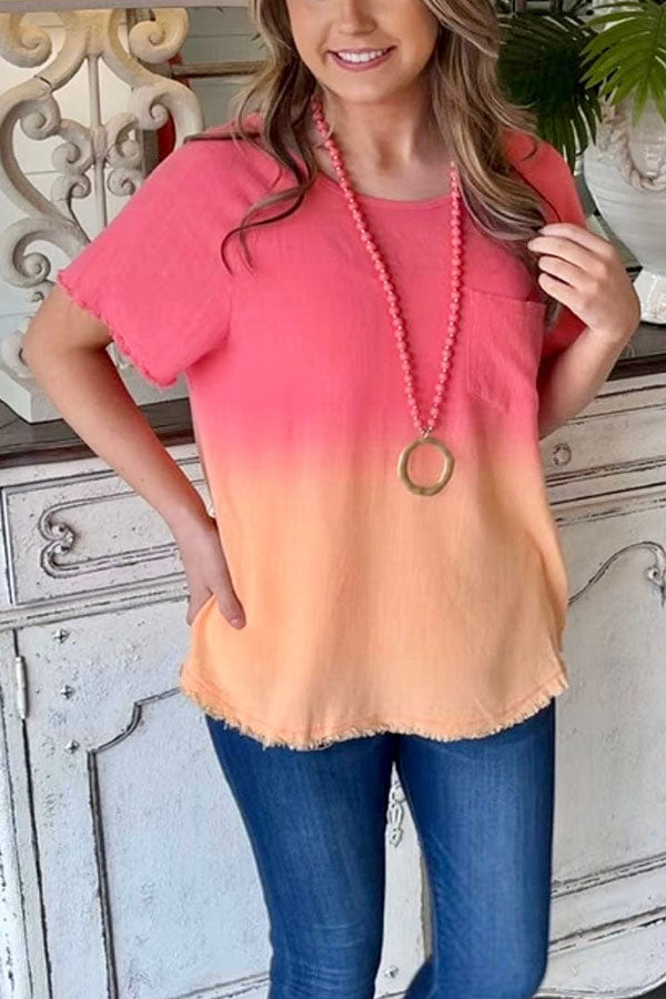 ombré frayed top