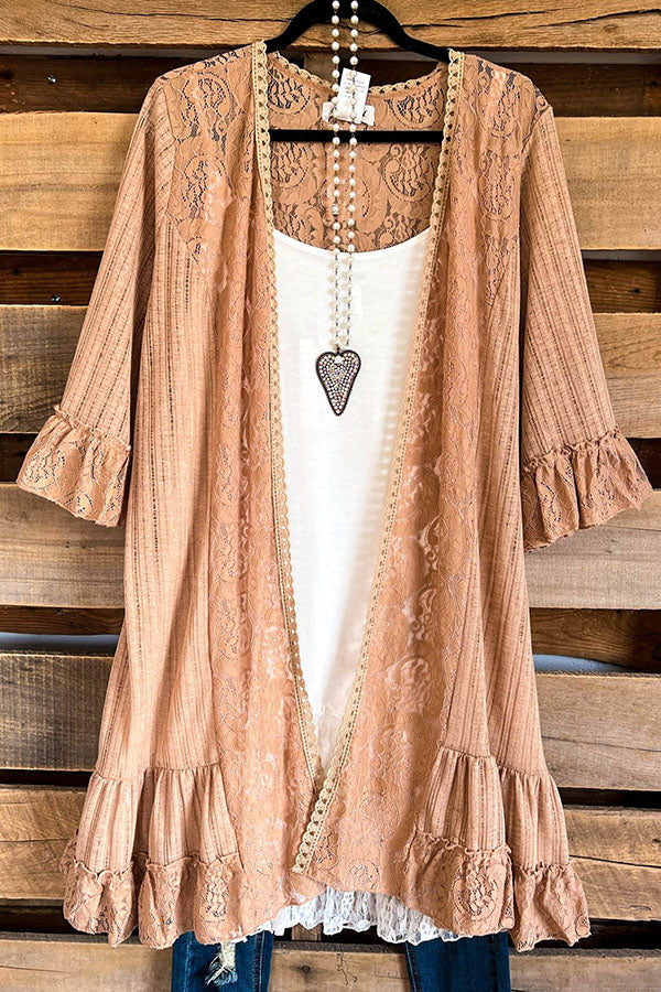 Sweet Lace Cardigan - Mocha