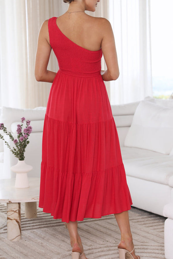 Single Room Solid Color Simple Mid Length Dress