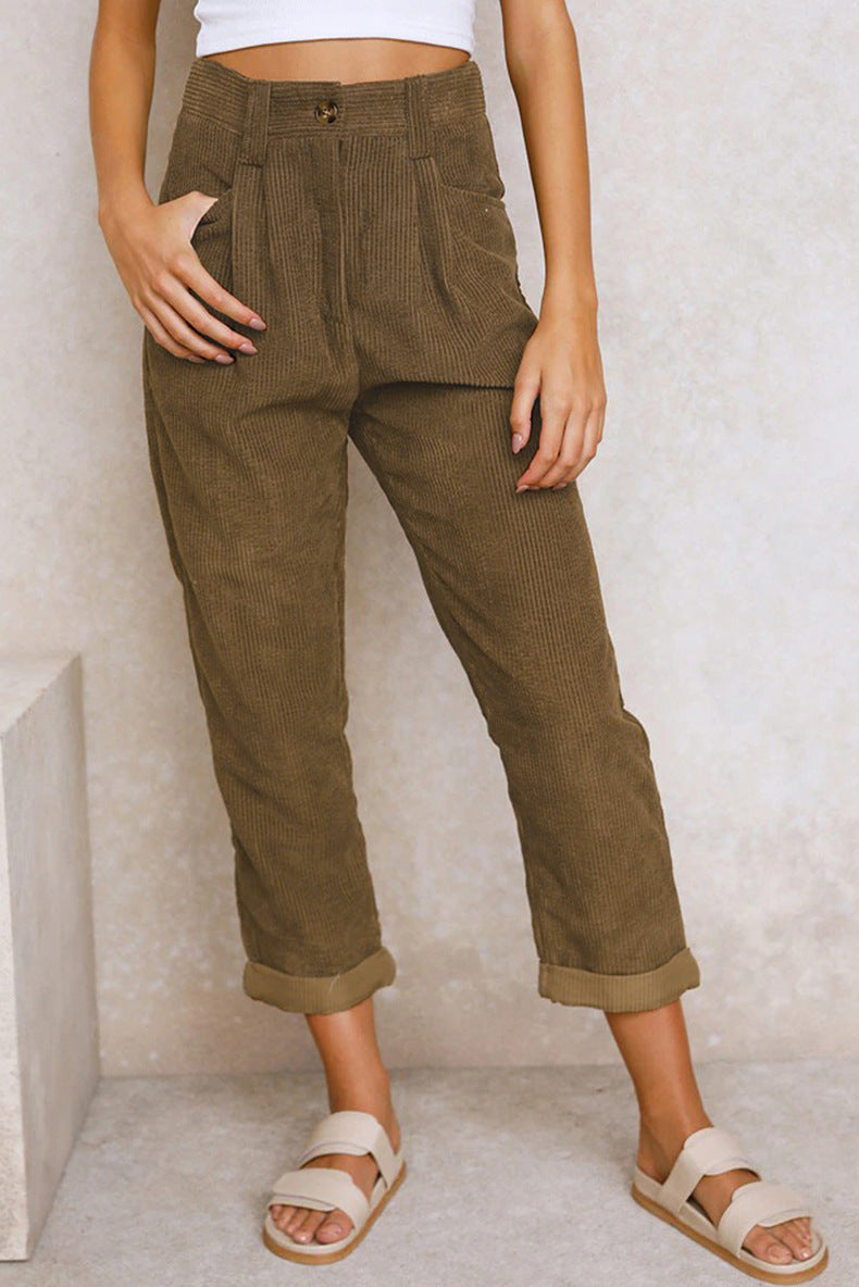 women's corduroy loose straight trousers