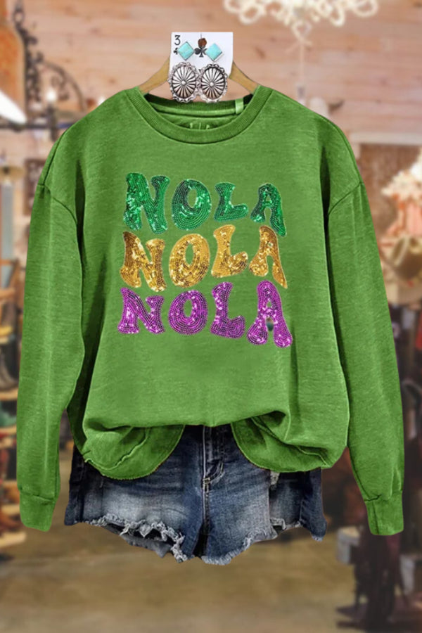 Sequin Nola Mardi Gras Sweatshirt