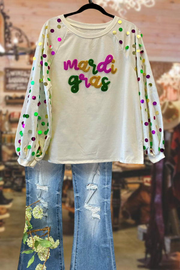 Mardi Gras Tinsel Sequins Pullover