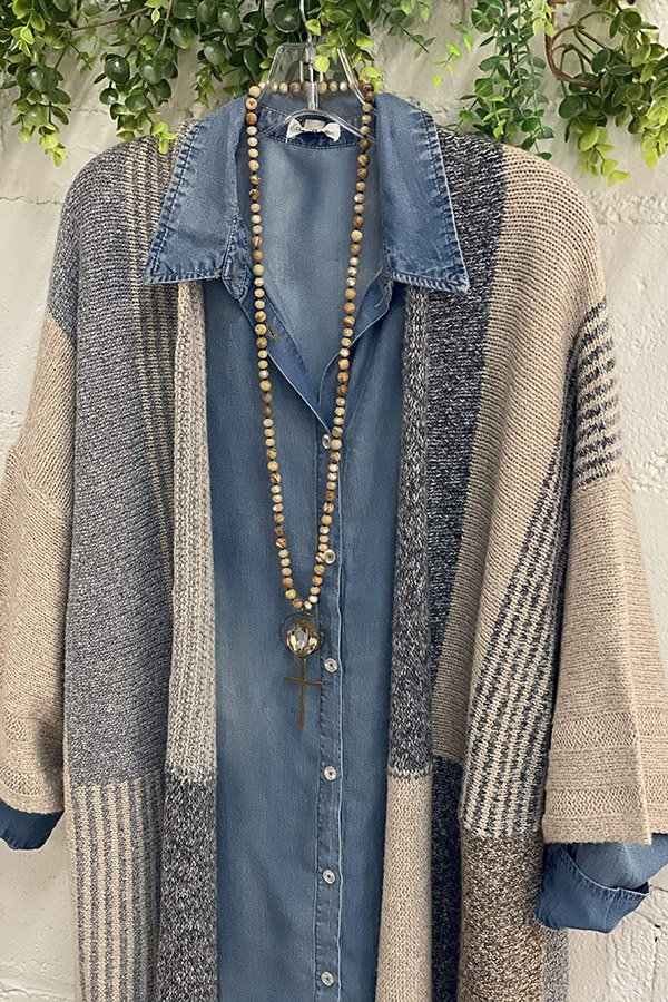 Color Block Tassel Cardigan