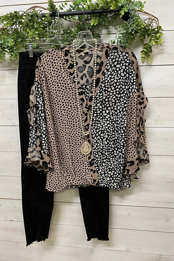 Leopard Print Chiffon Sleeve Top