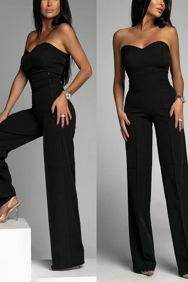 Solid Off Shoulder Sleeveless Slim Jumpsuit