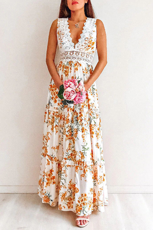 Sweet Southern Kiss Floral Lace Maxi Dress