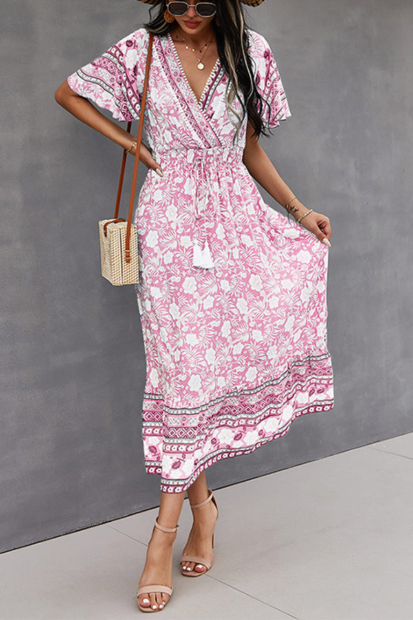 Spring/Summer V-Neck Tie Boho Dress