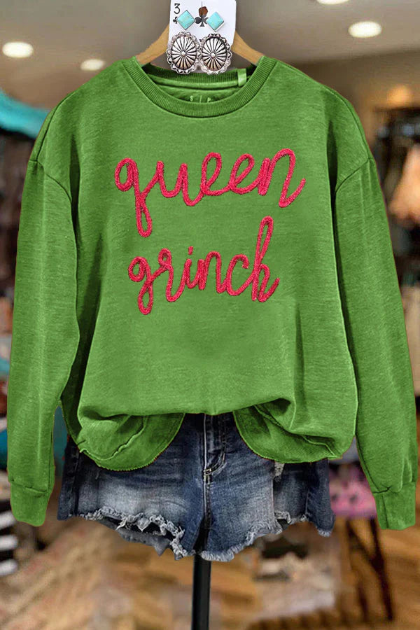 Classic Grinch Thread Embroidered Sweatshirt