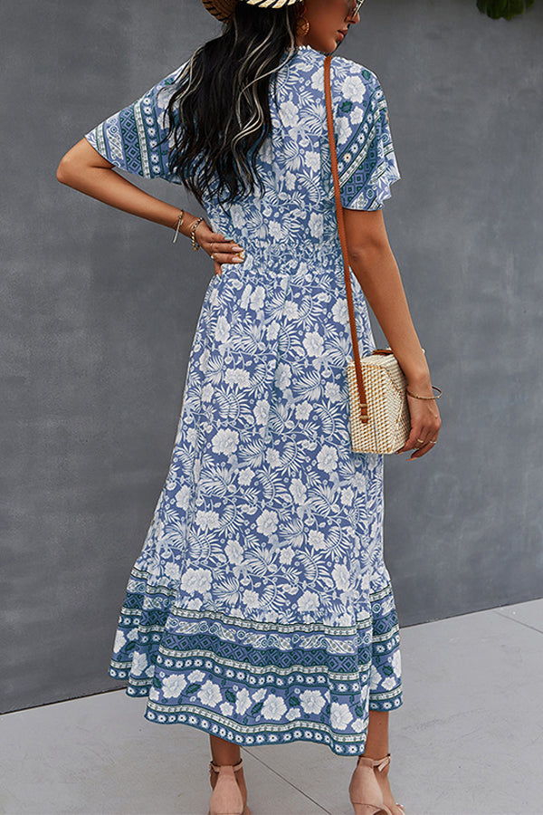 Spring/Summer V-Neck Tie Boho Dress