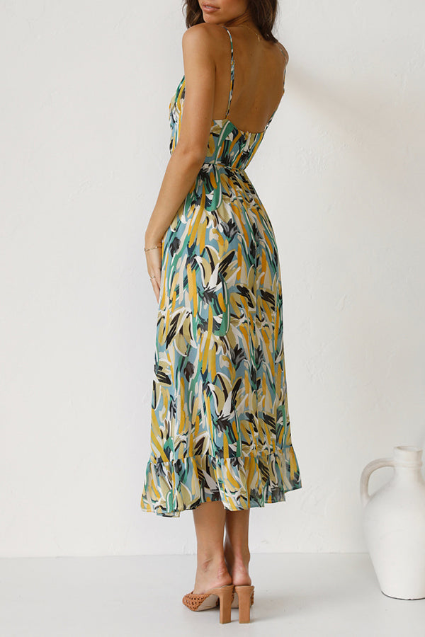 Printed Agaric Sling Midi Dress