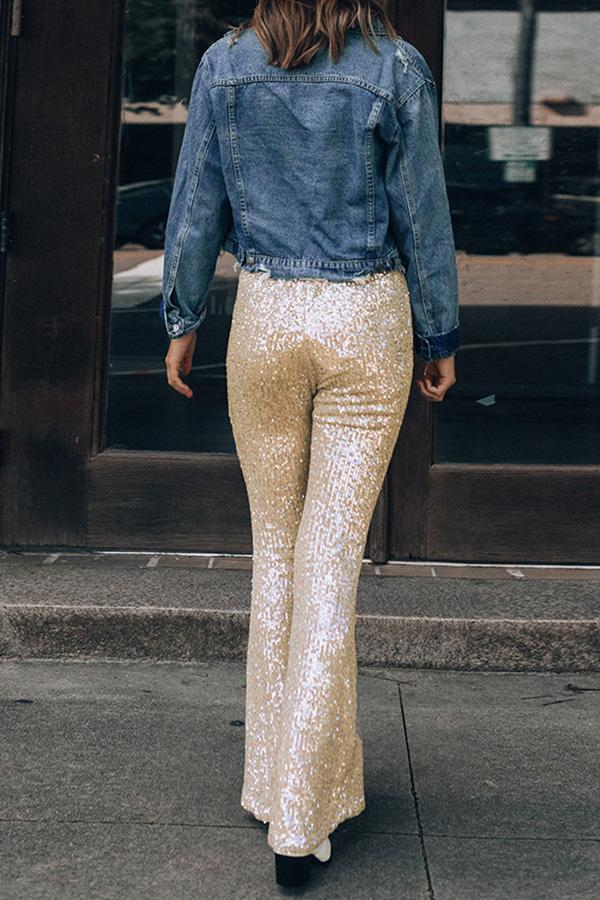 Roschic Sequin Flare Leg Pants