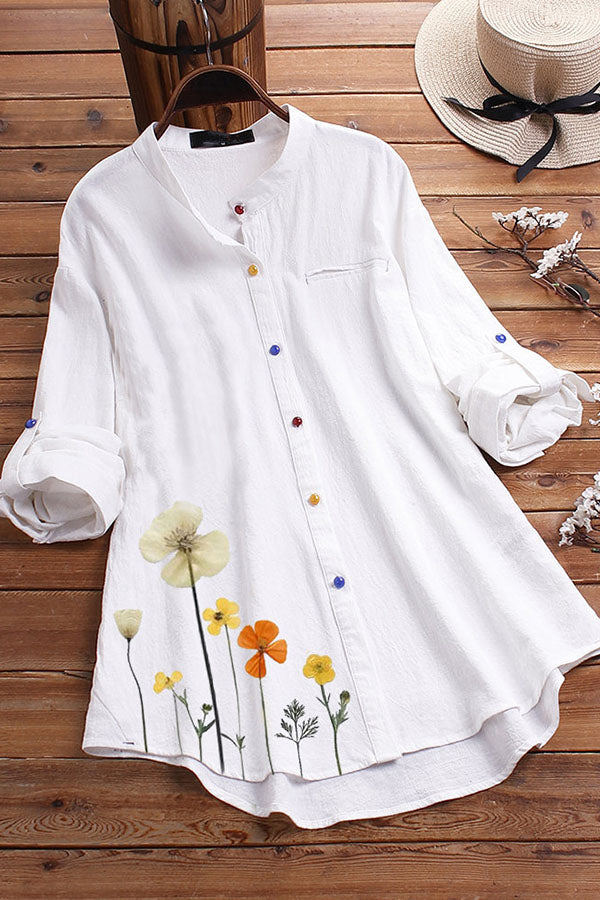 Women's Printed Stand Collar Shirt