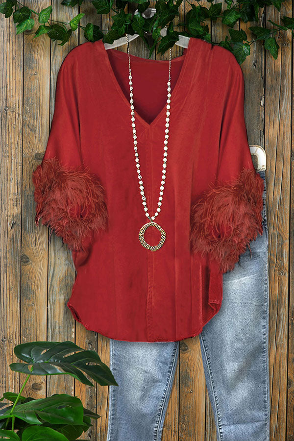 Classic Velvet Panel Feather Top