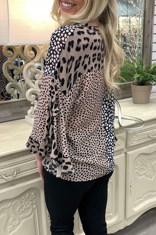 Leopard Print Chiffon Sleeve Top